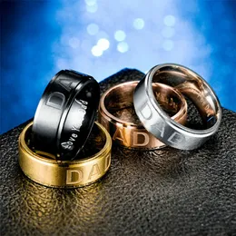 Stainless Steel Love You Dad Ring band finger Black Gold Women men rings fashion jewelry will and sandy gift