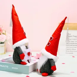 Party Supplies Valentine's Day Gnome Plush Doll Handgjorda Svenska Elf Valentines Gåvor för Kvinnor Män Hembord Ornament RRF13639