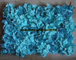 HOT 티파니 블루 -10pcs는 / 많은 인공 실크 장미와 수국 꽃 벽 결혼식 배경 장식 TONGFENG
