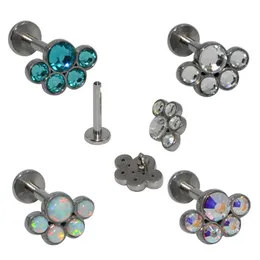 1pc G23 titaniumsteel intern gängad björn tass opal cz pärla blomma öron tragus spiral brosk örhänge läpp stud labret bar ring q jllxiy