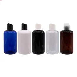 250ml x 24 Tom plastflaska med skiva Topplock, 250cc Shampoo Kosmetisk Refillerbar behållare Tryck på Lid Blue BlackHigh QualTity