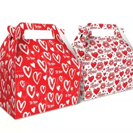 Valentine Gift Tote Bag Red Pink Love Printed Couple Gift Bag 210g Eco-friendly Paper Gift Wrapping Bag