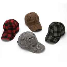 Winter warm hat plaid woolen thickened pointed top outdoor casual couple baseball cap crossover