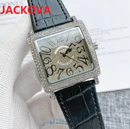 럭셔리 숫자 숫자 다이아몬드 쿼츠 시계 크기 40mm 사파이어 유리 방수 가죽 커플 남성 여성 클래식 모델 세트 오거 레저 패션 손목 시계