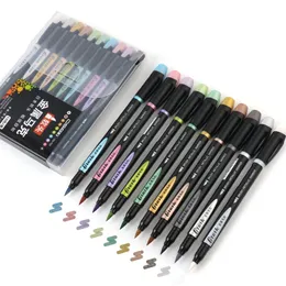 10 stücke Metallic Farbe Pinsel Marker Pen-set 1-7mm Weiche spitze Zeichnung Malerei Schriftzug Kalligraphie Album Design kunst liefert F929 201222