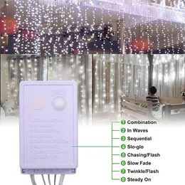 Best Sprzedawca 15 M X 3M 1500 LED Ciepłe Białe Light Romantyczny Boże Narodzenie Ślub Outdoor Decoration Curtain String Light US Standard White