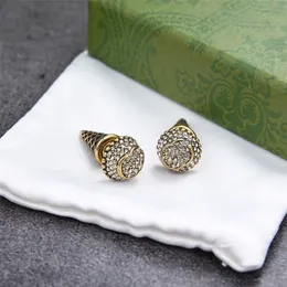 Creative Ice Cream Charm Earrings Metal Double Letter Eardrops Shiny Diamond Studs Women Party Date Dangler With Gift Box