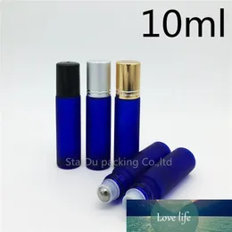 10ml Blue Frosted Roll on Essential Oil Bottle, 10cc Blue Frosted Rollon Bottles, Small Glass Roller Container 12pcs