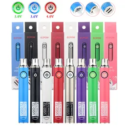 MOQ 1 PCS Otantik Ön Isıtma Pilleri Değişken Voltaj UGO-T2 Çift Şarj Cihazı Port 650mAH 900mAH Pil Vape Kartuşlar Kalem Buharlaştırıcı 510 İplik