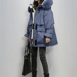 Qiushan grande pele natural pele com capuz jaqueta de inverno mulheres 90% pato branco para baixo grosso parkas quentes sash laço acima casaco de neve 201201