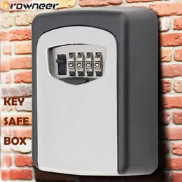Key Safe Box Sturdy Aluminum Alloy Key Lock Box Wall Mounted Securely Storage Weatherproof 4 Digit Combination Rotate Dials Y1116
