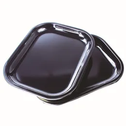 Pure Black Color ohne Logo Rolling Tray Metall Tabak 180x140mm Rolle Zinn Hülle Gewürz Weißblech Teller Zigarettenspeicher Rauchende Teller Kraut Tabletts Kleine Hand