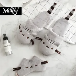 Millffy Cute acolhedor Casa Indoor Quente Cat Rua Gato Dos Desenhos Animados de Pelúcia de Pelúcia Avião Avião Sono Gato Chinelos Animais X1020