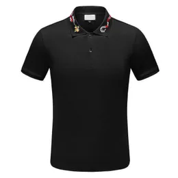 236 Tasarımcı Şerit Polo Gömlek T Shirt Yılan Polos Arı Çiçek Erkek Yüksek Sokak Moda At Polo Lüks Tişört