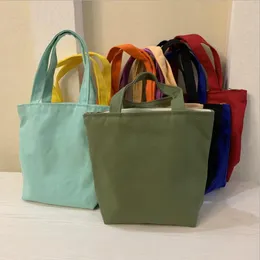 Sublimering Blank Lunchväska Solid Zipper Tote Shoulder Bag Canvas Shopping Bag Stora kapacitet Fällbar handväska 13 färger BT1021