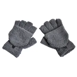 Luxo-Winter Women Plus Velvet Engrossar Meio Dedo Flip Mantenha Moreto Macio Meios Dedo Luvas Mittens