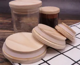 Wooden Mason Jar Lids 8 Sizes Environmental Kitchen Storage & Organization Reusable Wood Bottle Caps With Silicone Ring Glass Sealing Cover Dust Cover