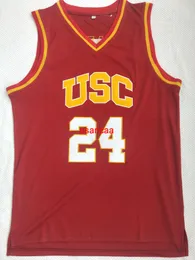 24 Brian Scalabrine Men Forması Güney Kaliforniya USC Jersey College Erkek Basketbol Formaları Kırmızı Spor Forması