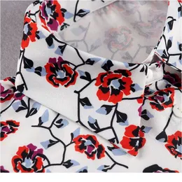 Frauen Sommer Abnehmbarer Falscher Kragen Vintage Rose Blume Gedruckt Button-Down-Revers Dekorative Halbbluse Tops jlllRa