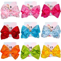 8 Inch Hair Bow Hairclip With Clips Paper Card Girls Print Hairpin Giant Rainbow Rhinestone Hair Accessories