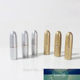 50 pçs / lote brilhante forma de bala de prata tube de batom plástico, 12.1mm ouro elegante esvaziando frasco de bálsamo labial, armazenamento de rouge de lábio cosmético