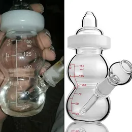 6.3 pulga Mini Biberão de Vidro Grosso Água Bongos Cachimbos de vidro Bubbler únicas Bong Dab Rigs Com Tabaco 14 milímetros por Fumar