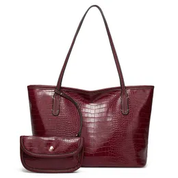أكياس الكتف HBP حقيبة Messenger Bag Composite Bag حقيبة مصممة جديدة حقيبة مصممة عالية الجودة نمط تمساح الأزياء اثنين في سيدة واحدة