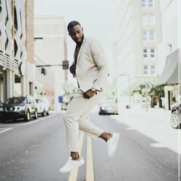 Custom Size White Mens Garnitury Groom Tuxedos 2 Sztuk Groom Man Spodnie Garnitur Business Wedding Blazer (kurtka + spodnie)