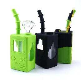 Bong Narghilè Pipa ad acqua Olio Dab Rig Bong in vetro Tubo percolatore Console di gioco Forma Narghilè Pipa in silicone per adulti Regalo personalizzato