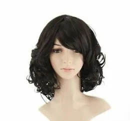 100% real wig peruca cabelo curto feminino encaracolado senhora ondulada cabelo cosplay festa completa peruca