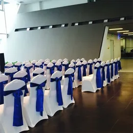 50pcs / Lot Stretch Wedding Chair Cover Атласная ткань Галстук-бабочка Лента Band Свадьба День рождения Украшения Оптовая Dropshipping Y200104