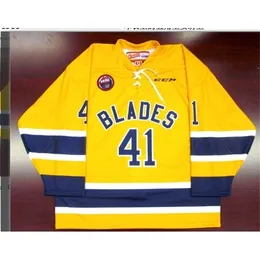 Nome personalizado barato de FreShipping # Saskatoon Blades Retro Hockey Jersey Kelly Chase Hockey Jersey ou personalizado qualquer nome ou número Retro Jersey