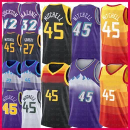 Donovan Mitchell Basket Blacksy Jersey Rudy Gobert John John John John T-shirt da uomo 2021 New Karl Malone Jerseys Vintage 45 27 12 32