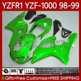Fairings de OEM para Yamaha YZF-R1 YZF1000 YZF R1 1000 CC Yzfr1 Tudo verde 98 99 00 01 Bodywork 82No.85 YZF R1 1000CC 1998 1999 2000 2001 YZF-1000 98-01 Kit de corpo da motocicleta