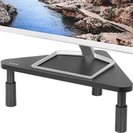 Corner 17 inch Monitor Riser, Wood & Steel Desktop Height Adjustable Stand | Ergonomic Desk and Tabletop Organizer, Black (STAND-V000DC)
