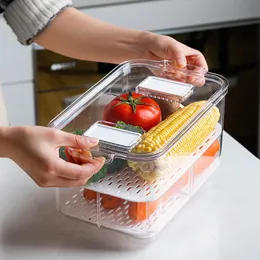 Kühlschrank-Lebensmittel-Aufbewahrungsbehälter mit Deckel, Küchen-Aufbewahrungsbehälter, Kunststoff, separate Gemüse- und Obst-Frischhaltebox, große ml