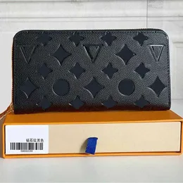 Moda siyah empreinte kadınlar debriyaj bayan bayanlar uzun cüzdan pu deri tek fermuarlı cüzdan klasik mısır çanta kartı tutucu 60017