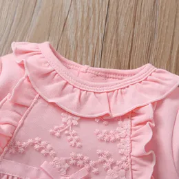 Baby Mädchen 3-teilig Set – Herzprint-Strampler + Hose + Stirnband, Größe 0-3 Monate