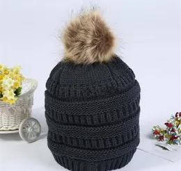 2023 crianças adultos grosso quente chapéu de inverno para mulheres cabo elástico macio malha pom poms gorros chapéus femininos gorros menina skicap