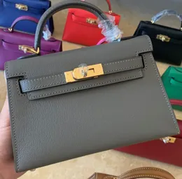 20cm mini totes chevre leather brand purse luxury handbag handmade quality lamb skin wax line stitching etoupe etain colors55667