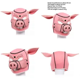 Nxy Adult Toys Fun Products Pig Head Bajie Cover Husband and Wife Flirting Long Nose Big Pores Ears Leaky Eyes Mouth 220217