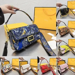 15colors 2022 5A newest spring womens baguette bags handbag woman shoulder bag embroidered letter top quality genuine suede crossbody hobo marble tiger skin C5Tc#