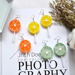 Kreativ simulering frukter dangle örhängen mode söta frukter lollipop plastharts hängsmycke örhängen party smycken gåvor