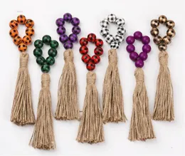 Wholesale Napkin Rings Farmhouse Natural Wooden Beads Tassels Napkins Holders Buckles for Wedding Dinner Party Table Decorations dd908