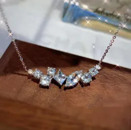 Choucong Nya Modesmycken 925 Sterling Silver Lyx Multi Shape 5A Zirkon CZ Diamant Bröllop Förlovningsfest Nyckelben Kvinnor Halsband