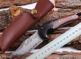 1 шт. Новый дизайн VG10 Damascus стальной лезвие выживания прямой охотничий нож полный тан палисауз ручка с фиксированным лезвием ножна с кожей