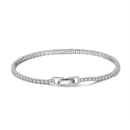 Rinntin SB91 Lyxiga kvinnor män Accsori 925 Sterling Sier Custom 2mm m 4mm cz diamant tennis armband