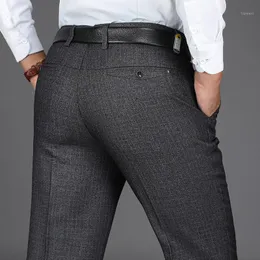 Herrbyxor Partihandel - Höst vinter Mäns Casual Business Tjock Stretch Man Byxor Lossa Straight Heavyweight Pantalon Homme Suit