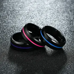 Black Enamel Ribbon Stainless Steel Ring Band women mens rings Fashion Jewelry Gift Will and Sandy drop ship