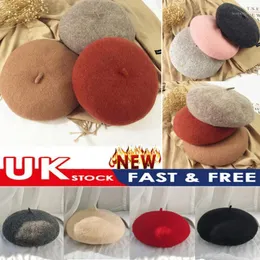 Berets Frauen Gril Plain Beanie Wolle Französisch Baskenmütze Hut Winter Herbst Warme Mode Hut1